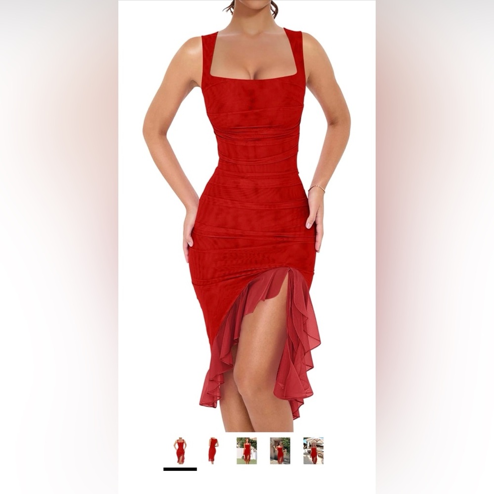 Amazon Vibrant Red High Low Dress